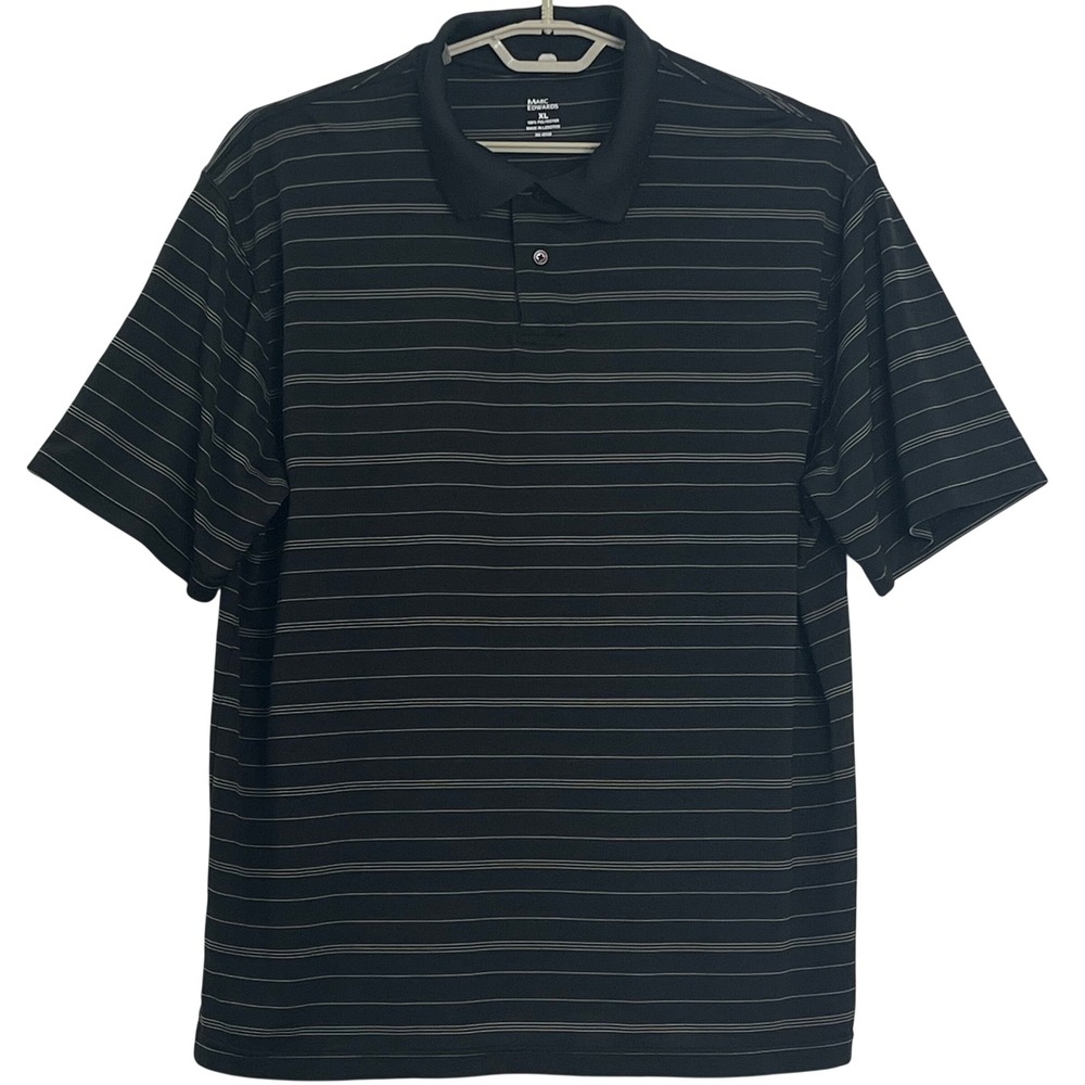 Marc Edwards Mens Polo Shirt XL Black‎ Striped Short Sleeve Lightweight Golf